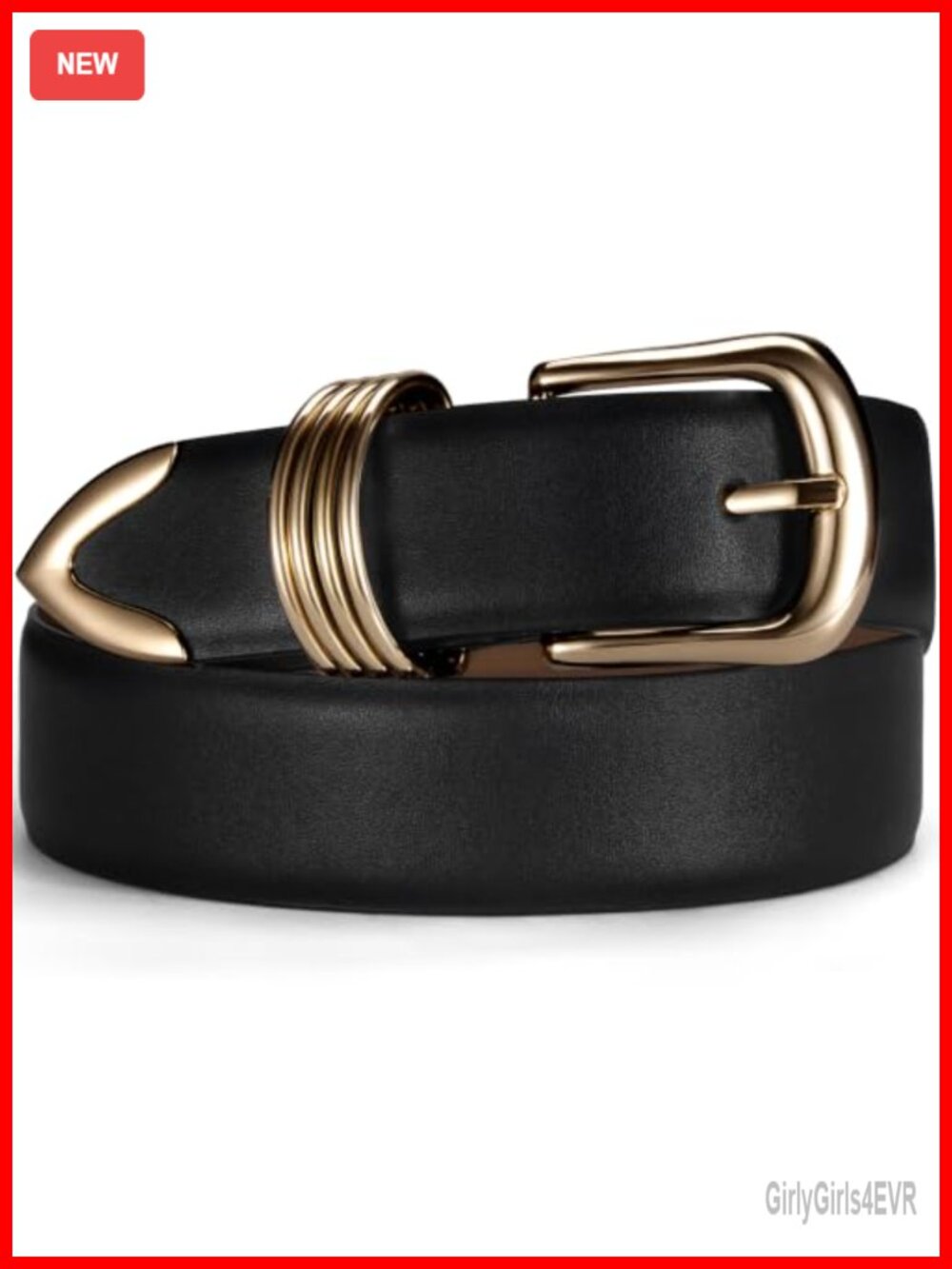 Leather Belt with Metal Buckle Adjustable Women's Waist Belt for Jeans
